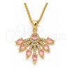 Collares con Dije 04.156.0185.2.20 Oro Laminado, Diseño de Gota, con Zirconia Cubica Rosa y Blanca, Pulido, Tono Dorado (Grosor 02 MM, 20 Pulgadas de Largo)
