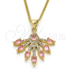 Collares con Dije 04.156.0185.2.20 Oro Laminado, Diseño de Gota, con Rosa and Blanca Zirconia Cubica, Pulido, Tono Dorado (02 MM Thickness, 20 Inches Length)