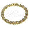 Pulsera Elegante 03.100.0025.1.07 Oro Laminado, Diseño de Mariposa, Diamantado, Tres Tonos (Thickness, 7 Inches Length)