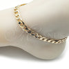 Tobillera Básica 5.222.001.10 Oro Laminado, Diseño de Cubana, Pulido, Tono Dorado (200 Gauge, Thickness, 10 Inches Length)