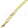 Tobillera Básica 5.222.001.10 Oro Laminado, Diseño de Cubana, Pulido, Tono Dorado (200 Gauge, Thickness, 10 Inches Length)