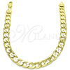 Tobillera Básica 5.222.001.10 Oro Laminado, Diseño de Cubana, Pulido, Tono Dorado (200 Gauge, Thickness, 10 Inches Length)