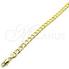 Tobillera Básica 5.222.002.10 Oro Laminado, Diseño de Cubana, Pulido, Tono Dorado (180 Gauge, 07 MM Thickness, 10 Inches Length)