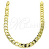 Tobillera Básica 5.222.002.10 Oro Laminado, Diseño de Cubana, Pulido, Tono Dorado (180 Gauge, 07 MM Thickness, 10 Inches Length)