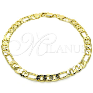 Tobillera Básica 5.222.012.10 Oro Laminado, Diseño de Figaro, Pulido, Tono Dorado (180 Gauge, Thickness, 10 Inches Length)