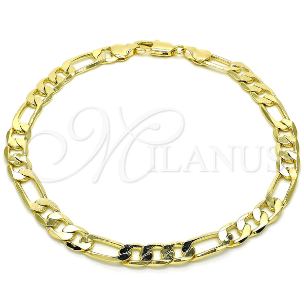 Tobillera Básica 5.222.012.10 Oro Laminado, Diseño de Figaro, Pulido, Tono Dorado (180 Gauge, Thickness, 10 Inches Length)