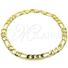 Tobillera Básica 5.222.012.10 Oro Laminado, Diseño de Figaro, Pulido, Tono Dorado (180 Gauge, Thickness, 10 Inches Length)