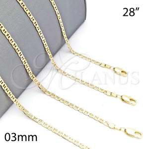 Gargantilla Basica 5.222.027.28 Oro Laminado, Diseño de Mariner, Pulido, Tono Dorado (0.60 Gauge, 03 MM Thickness, 28 Inches Length)