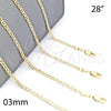 Gargantilla Basica 5.222.027.28 Oro Laminado, Diseño de Mariner, Pulido, Tono Dorado (0.60 Gauge, 03 MM Thickness, 28 Inches Length)