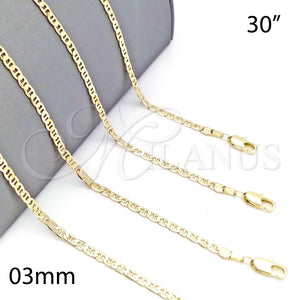 Gargantilla Basica 5.222.027.30 Oro Laminado, Diseño de Mariner, Pulido, Tono Dorado (0.60 Gauge, 03 MM Thickness, 30 Inches Length)