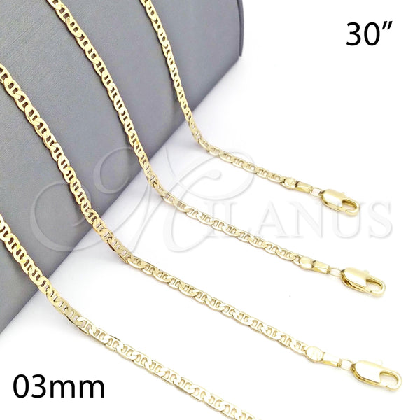 Gargantilla Basica 5.222.027.30 Oro Laminado, Diseño de Mariner, Pulido, Tono Dorado (0.60 Gauge, 03 MM Thickness, 30 Inches Length)