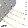 Gargantilla Basica 5.222.027.30 Oro Laminado, Diseño de Mariner, Pulido, Tono Dorado (0.60 Gauge, 03 MM Thickness, 30 Inches Length)