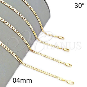 Gargantilla Basica 5.223.017.30 Oro Laminado, Pulido, Tono Dorado (100 Gauge, 04 MM Thickness, 30 Inches Length)