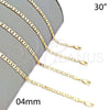 Gargantilla Basica 5.223.017.30 Oro Laminado, Pulido, Tono Dorado (100 Gauge, 04 MM Thickness, 30 Inches Length)