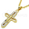 Dije Religioso 05.253.0056 Oro Laminado, Diseño de Crucifijo, con Blanca Cristal, Pulido, Tono Dorado