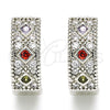 Argolla Huggie 02.210.0056.11.15 Rodio Laminado, con Zirconia Cubica Multicolor, Pulido, Rodinado