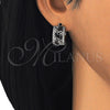 Argolla Huggie 02.210.0090.14.15 Rodio Laminado, Diseño de Gota, con Zirconia Cubica Negro y Blanca, Pulido, Rodinado
