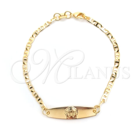 Pulsera con Placa 03.32.0159.06 Oro Laminado, Diseño de Mariquita y Mariner, Pulido, Tono Dorado