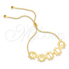 Pulsera Bolo Ajustable 03.32.0165 Oro Laminado, Diseño de Iniciales y Snake, Pulido, Tono Dorado (01 MM Thickness, 7 Inches Length)