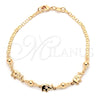 Pulsera Elegante 03.32.0169.07 Oro Laminado, Diseño de Elefante y Mariner, Pulido, Tono Dorado (04 MM Thickness, 7 Inches Length)