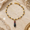 Pulsera de Dije 03.32.0189.06 Oro Laminado, Diseño de Manos y Bambu, con Azavache Negro, Cepillado, Tono Dorado (Grosor 02 MM, 6 Pulgadas de Largo)