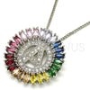 Collares con Dije 04.210.0006.3.20 Rodio Laminado, Diseño de Iniciales, con Zirconia Cubica Multicolor, Pulido, Rodinado (Grosor 02 MM, 20 Pulgadas de Largo)