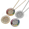 Collares con Dije 04.210.0007.1.20 Oro Laminado, Diseño de Iniciales, con Multicolor Zirconia Cubica, Pulido, Tono Dorado (02 MM Thickness, 20 Inches Length)