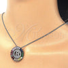 Collares con Dije 04.210.0007.3.20 Rodio Laminado, Diseño de Iniciales, con Zirconia Cubica Multicolor, Pulido, Rodinado (Grosor 02 MM, 20 Pulgadas de Largo)