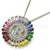 Collares con Dije 04.210.0007.3.20 Rodio Laminado, Diseño de Iniciales, con Zirconia Cubica Multicolor, Pulido, Rodinado (Grosor 02 MM, 20 Pulgadas de Largo)