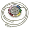 Collares con Dije 04.210.0007.3.20 Rodio Laminado, Diseño de Iniciales, con Zirconia Cubica Multicolor, Pulido, Rodinado (Grosor 02 MM, 20 Pulgadas de Largo)