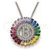 Collares con Dije 04.210.0007.3.20 Rodio Laminado, Diseño de Iniciales, con Zirconia Cubica Multicolor, Pulido, Rodinado (Grosor 02 MM, 20 Pulgadas de Largo)