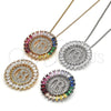 Collares con Dije 04.210.0007.3.20 Rodio Laminado, Diseño de Iniciales, con Zirconia Cubica Multicolor, Pulido, Rodinado (Grosor 02 MM, 20 Pulgadas de Largo)