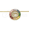 Collares con Dije 04.210.0008.1.20 Oro Laminado, Diseño de Iniciales, con Multicolor Zirconia Cubica, Pulido, Tono Dorado (02 MM Thickness, 20 Inches Length)