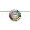 Collares con Dije 04.210.0008.3.20 Rodio Laminado, Diseño de Iniciales, con Zirconia Cubica Multicolor, Pulido, Rodinado (Grosor 02 MM, 20 Pulgadas de Largo)