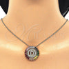 Collares con Dije 04.210.0009.1.20 Oro Laminado, Diseño de Iniciales, con Multicolor Zirconia Cubica, Pulido, Tono Dorado (02 MM Thickness, 20 Inches Length)
