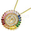 Collares con Dije 04.210.0009.1.20 Oro Laminado, Diseño de Iniciales, con Multicolor Zirconia Cubica, Pulido, Tono Dorado (02 MM Thickness, 20 Inches Length)