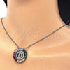 Collares con Dije 04.210.0009.3.20 Rodio Laminado, Diseño de Iniciales, con Zirconia Cubica Multicolor, Pulido, Rodinado (Grosor 02 MM, 20 Pulgadas de Largo)