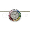 Collares con Dije 04.210.0009.3.20 Rodio Laminado, Diseño de Iniciales, con Zirconia Cubica Multicolor, Pulido, Rodinado (Grosor 02 MM, 20 Pulgadas de Largo)