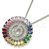 Collares con Dije 04.210.0009.3.20 Rodio Laminado, Diseño de Iniciales, con Zirconia Cubica Multicolor, Pulido, Rodinado (Grosor 02 MM, 20 Pulgadas de Largo)