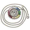 Collares con Dije 04.210.0009.3.20 Rodio Laminado, Diseño de Iniciales, con Zirconia Cubica Multicolor, Pulido, Rodinado (Grosor 02 MM, 20 Pulgadas de Largo)