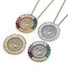 Collares con Dije 04.210.0009.3.20 Rodio Laminado, Diseño de Iniciales, con Zirconia Cubica Multicolor, Pulido, Rodinado (Grosor 02 MM, 20 Pulgadas de Largo)