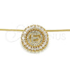 Collares con Dije 04.210.0010.20 Oro Laminado, Diseño de Iniciales, con Blanca Zirconia Cubica, Pulido, Tono Dorado (02 MM Thickness, 20 Inches Length)
