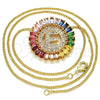 Collares con Dije 04.210.0010.1.20 Oro Laminado, Diseño de Iniciales, con Multicolor Zirconia Cubica, Pulido, Tono Dorado (02 MM Thickness, 20 Inches Length)