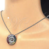 Collares con Dije 04.210.0010.3.20 Rodio Laminado, Diseño de Iniciales, con Multicolor Zirconia Cubica, Pulido, Rodinado (02 MM Thickness, 20 Inches Length)
