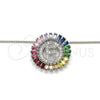 Collares con Dije 04.210.0010.3.20 Rodio Laminado, Diseño de Iniciales, con Zirconia Cubica Multicolor, Pulido, Rodinado (Grosor 02 MM, 20 Pulgadas de Largo)