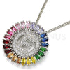 Collares con Dije 04.210.0010.3.20 Rodio Laminado, Diseño de Iniciales, con Zirconia Cubica Multicolor, Pulido, Rodinado (Grosor 02 MM, 20 Pulgadas de Largo)