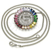 Collares con Dije 04.210.0010.3.20 Rodio Laminado, Diseño de Iniciales, con Zirconia Cubica Multicolor, Pulido, Rodinado (Grosor 02 MM, 20 Pulgadas de Largo)