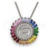 Collares con Dije 04.210.0010.3.20 Rodio Laminado, Diseño de Iniciales, con Zirconia Cubica Multicolor, Pulido, Rodinado (Grosor 02 MM, 20 Pulgadas de Largo)