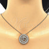 Collares con Dije 04.210.0011.20 Oro Laminado, Diseño de Iniciales, con Blanca Zirconia Cubica, Pulido, Tono Dorado (02 MM Thickness, 20 Inches Length)