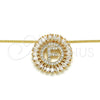 Collares con Dije 04.210.0011.20 Oro Laminado, Diseño de Iniciales, con Blanca Zirconia Cubica, Pulido, Tono Dorado (02 MM Thickness, 20 Inches Length)